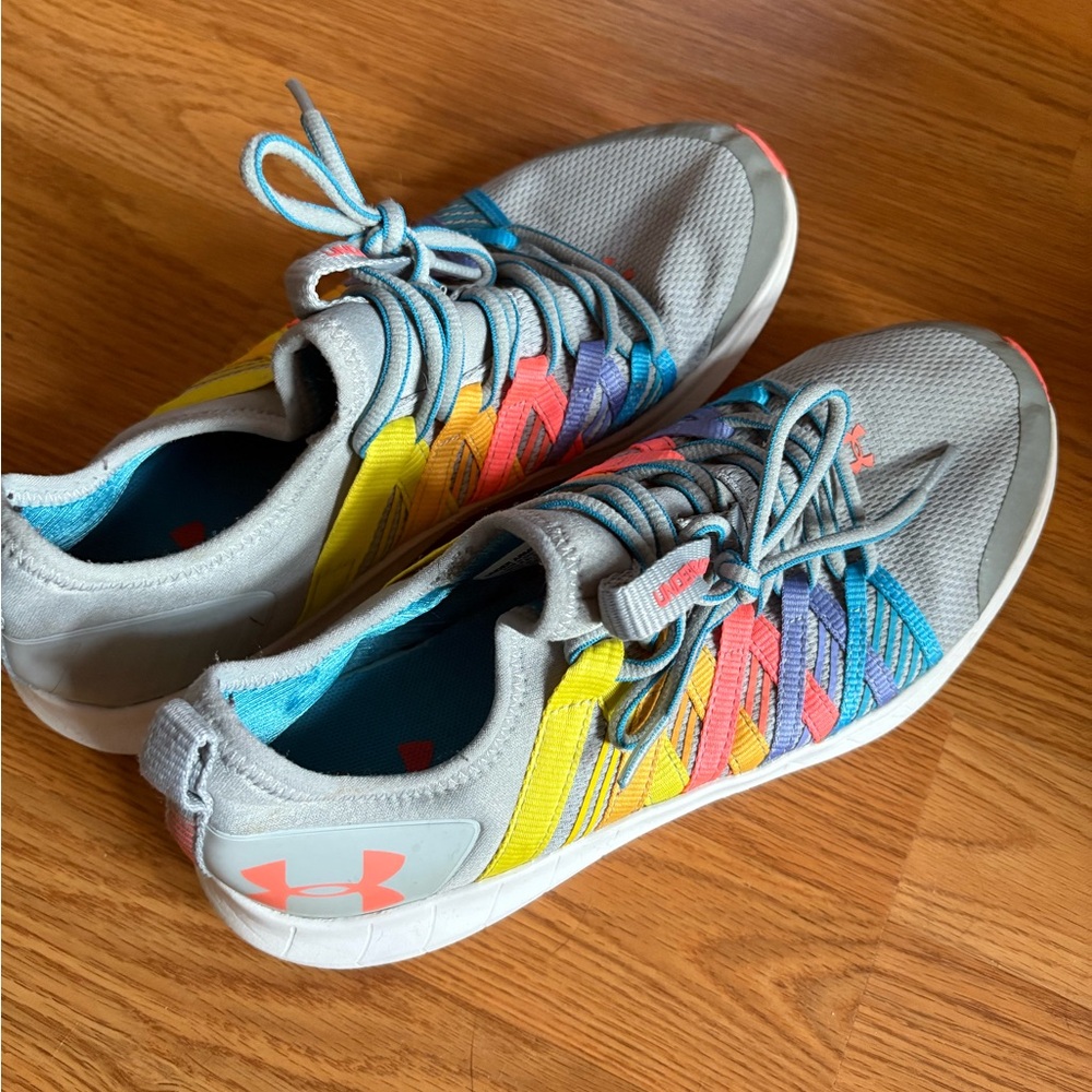 Under Armour Gray and Yellow Sneakers with Breathable Mesh and Cushioned Midsole